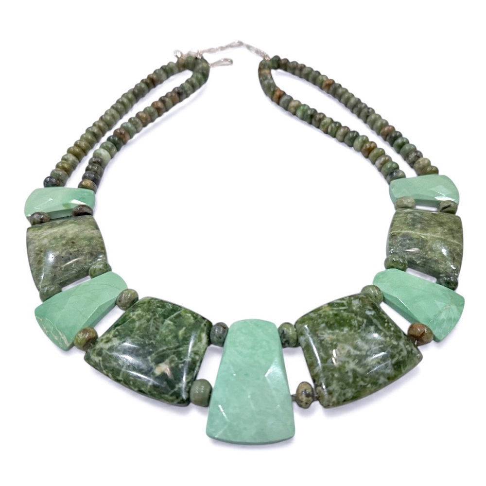 Jay King Rare Dark Green Opal & Variscite Necklace, 925 Sterling, Only 300 Made!